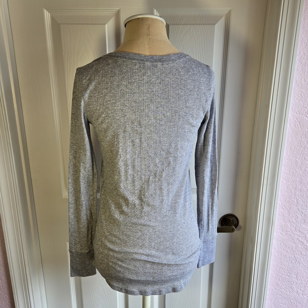 Victoria's Secret Gray Silver Metalic Henley Sleep Shirt Size S Lingerie Top - Picture 2 of 8